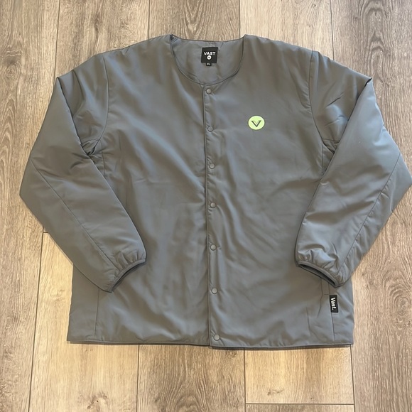 Vast. No collar puffy lifestyle jacket charcoal gray size xl - Picture 2 of 5